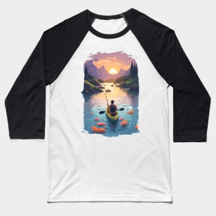 Outdoor adventure man in a kayak boat Baseball T-Shirt